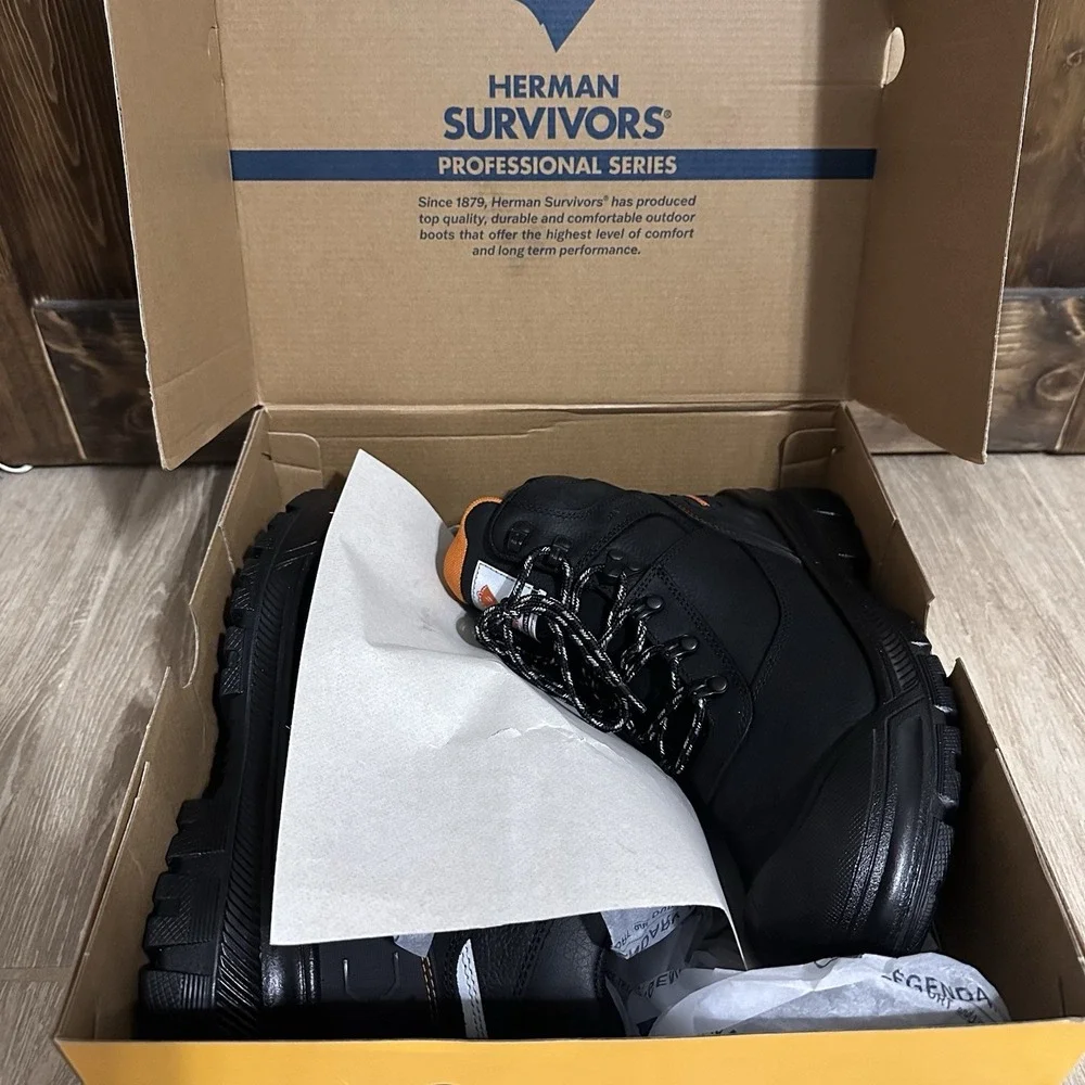 Herman Survivors Groundbreaker Men 7.5 Black Work Boots Steel Toe Waterproof NEW